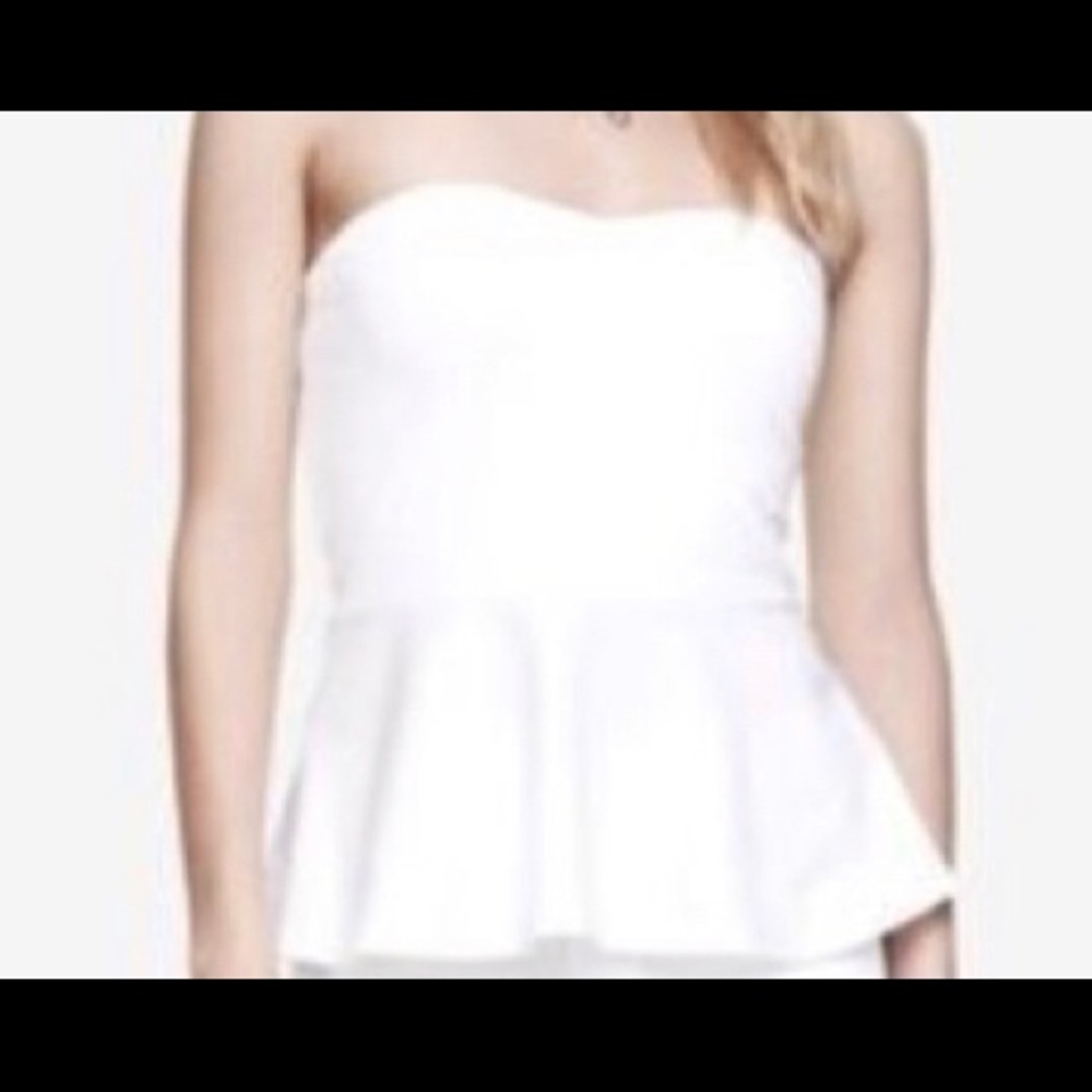 Express White strapless shirt